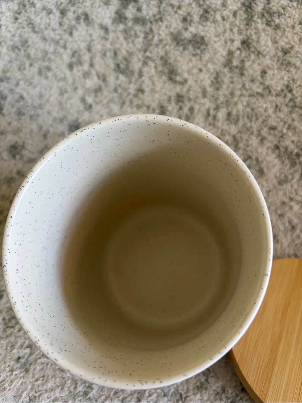 Vancasso Stoneware Speckled Ceramic Canister with Bamboo Lid NWT 6.5x4.5”